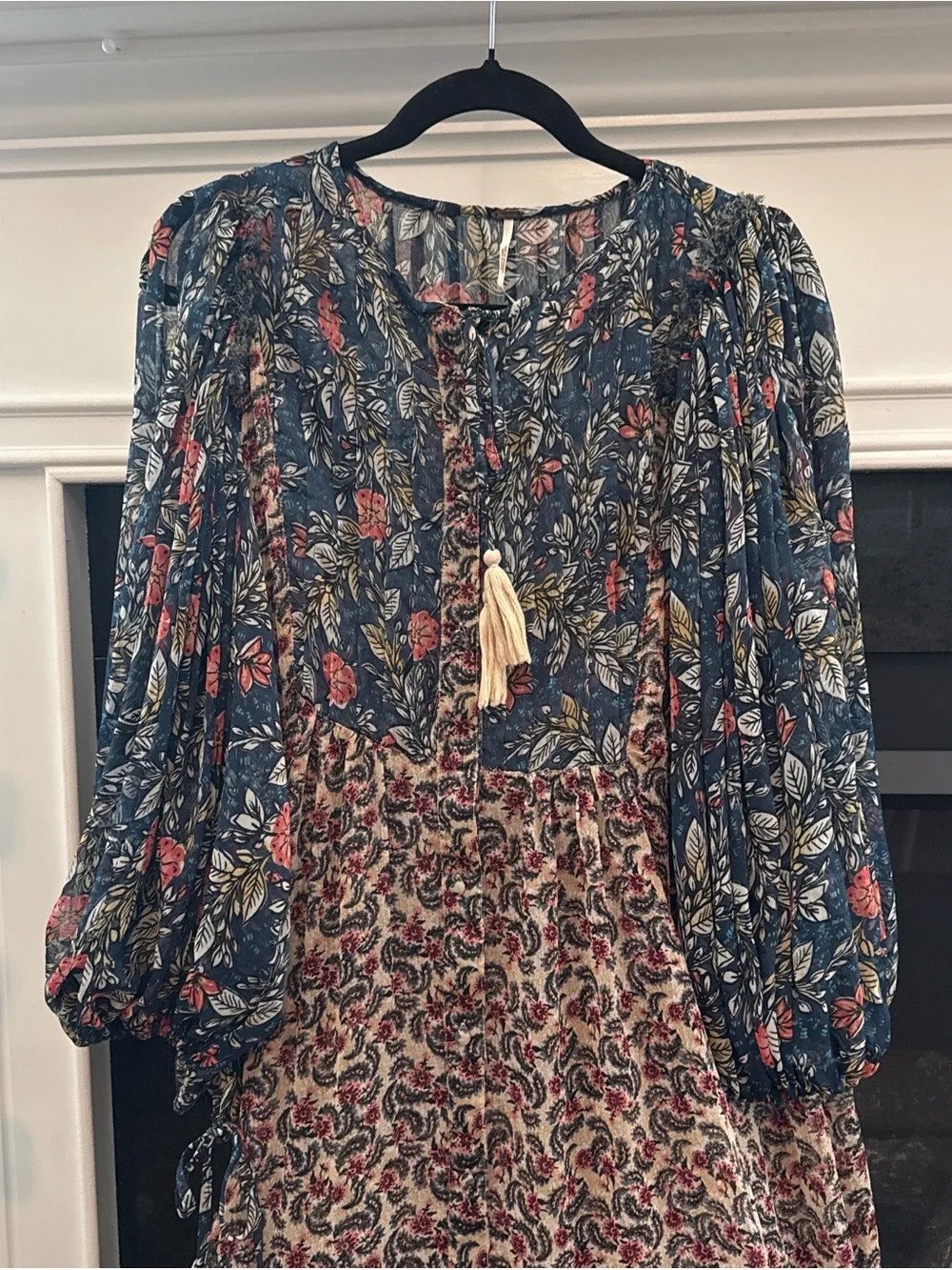 Free People Estella chiffon Maxi Dress sz L boho prairie cottage ethereal flowy - Picture 3 of 9